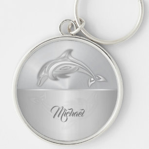 Chaveiro Monograma de prata de golfinhos