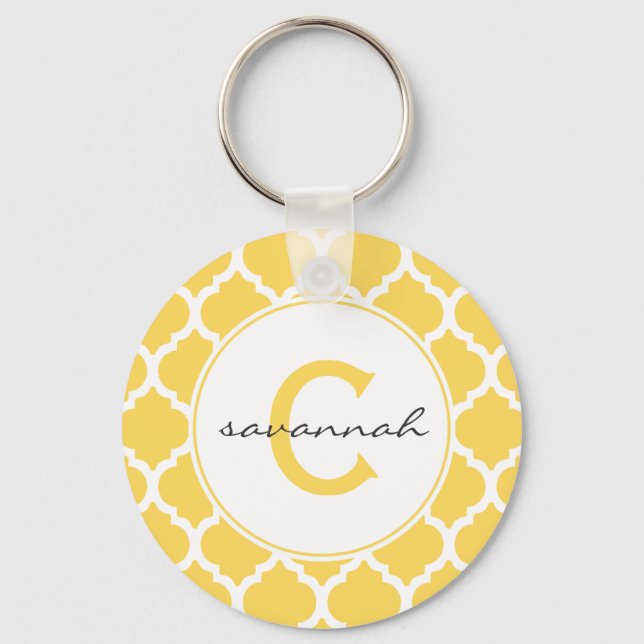 Chaveiro Monograma de Quatrefoil Amarelo (Frente)