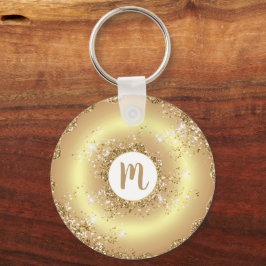 Chaveiro Monograma de rosca com brilho Dourado