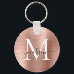 Chaveiro Monograma de Script Rapariga Rosa Rosa Dourada Bru<br><div class="desc">Rosa Rosa Rosa Rosa Dourada,  Bruta,  metal,  com um Chaveiro de Monograma com Script Girassol</div>