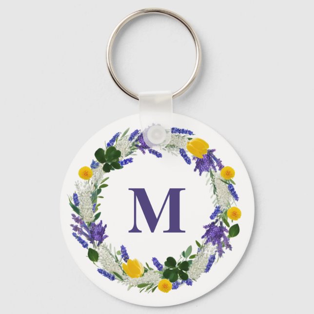 Chaveiro Monograma de Sombra - Lavanda Personalizada (Frente)