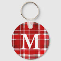 Monograma de Tartan Xadrez branca vermelha