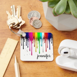 Chaveiro Monograma de Tinta Colorida Pingando