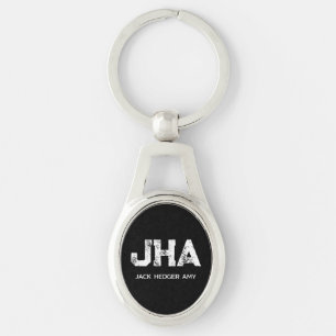 CHAVEIRO MONOGRAMA DE TRÊS LETRAS MINIMALISTA BRANCO NOME P