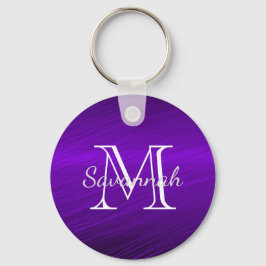 Chaveiro Monograma do Glam Purple Faux Metal