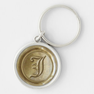 Chaveiro Monograma do selo de cera - Dourado - Antigo ingl