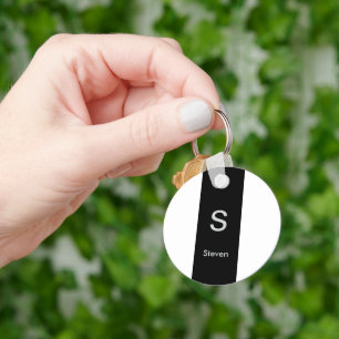 Chaveiro Monograma Dois Tom Preto Moderno e Branco