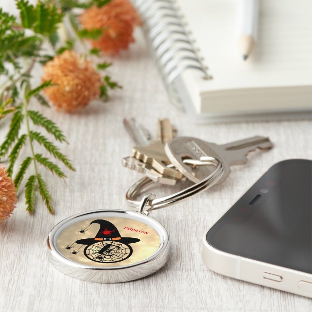 Chaveiro Monograma E Halloween Sky Witeen Nome (Lateral)