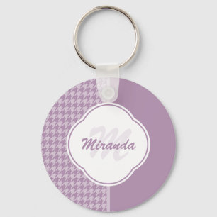 Chaveiro Monograma e Nome bonito Pastel Purple Houndstooth