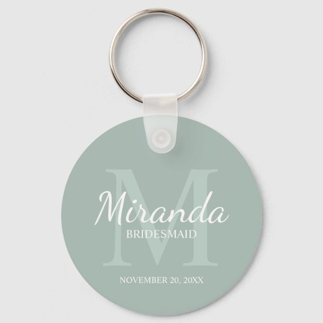 Chaveiro Monograma e nome da Bridesmaid Personalizada (Frente)