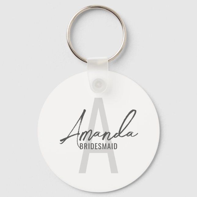 Chaveiro Monograma e Nome da Moderna Personalizada Bridesma (Frente)