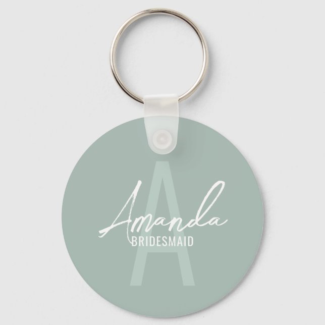 Chaveiro Monograma e Nome da Moderna Personalizada Bridesma (Frente)