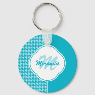 Chaveiro Monograma e nome modernos de Houndstooth de