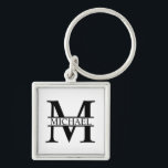 Chaveiro Monograma e Nome Personalizados<br><div class="desc">Monograma e Nome Personalizados com um monograma personalizado e nome no estilo de fonte clássico de serif.

Perfeito como presentes de dia de os pais para pai,  presentes para avô,  marido,  noivo,  melhor homem,  padrinhos de casamento e muito mais.</div>