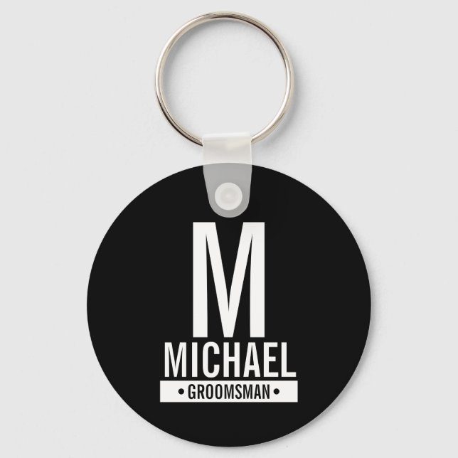 Chaveiro Monograma e Nome Personalizados do Padrinho Preto (Frente)