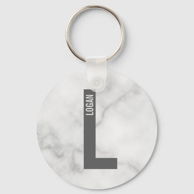 Chaveiro Monograma e Nome Personalizados em Negrito Moderno (Frente)