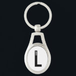 Chaveiro Monograma e Nome Personalizados em Negrito Moderno<br><div class="desc">Design de Monograma Moderno com letra de monograma personalizada "L" e nome em estilo de fonte sans serif negrito moderno.

Presente perfeito para ele,  presente do Dia dos Pais,  presente para padrinhos e mais.</div>