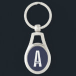 Chaveiro Monograma e Nome Personalizados em Negrito Moderno<br><div class="desc">Design de Monograma Moderno com letra de monograma personalizada "A" e nome em estilo de fonte sans serif negrito moderno.
Presente perfeito para ele, presente do dia dos pais, presente do padrinho e mais.</div>