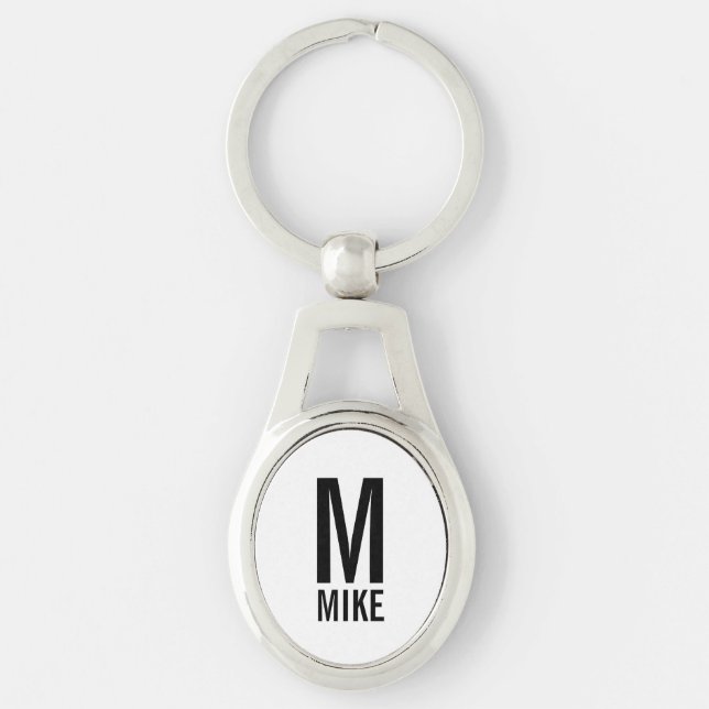 Chaveiro Monograma e Nome Personalizados Modernos (Frente)