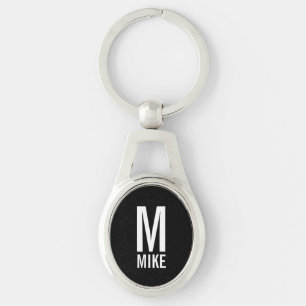 Chaveiro Monograma e Nome Personalizados Modernos Pretos
