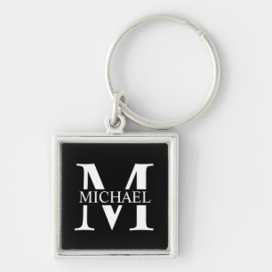 Chaveiro Monograma e Nome Personalizados Preto