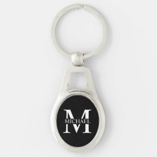 Chaveiro Monograma e Nome Personalizados Preto