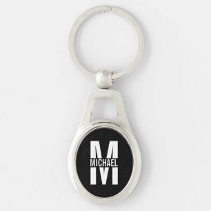 Chaveiro Monograma e Nome Personalizados Pretos