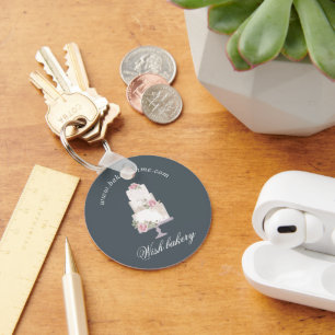 Chaveiro monograma elegante de padaria de três camadas