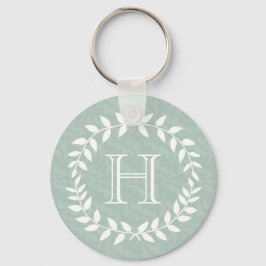 Chaveiro Monograma Elegante de Terra Botânica Verde Dusty S