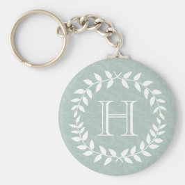 Chaveiro Monograma Elegante de Terra Botânica Verde Dusty S