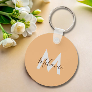 Chaveiro Monograma elegante minimalista de laranja