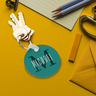 Chaveiro Monograma em negrito Nome inicial e Nome azul Teto