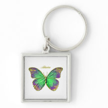 Monograma Emerald Purple Dourada Butterfly Chaveir