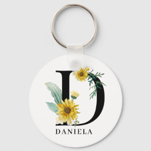 Chaveiro Monograma Floral de Alfabeto Personalizado D