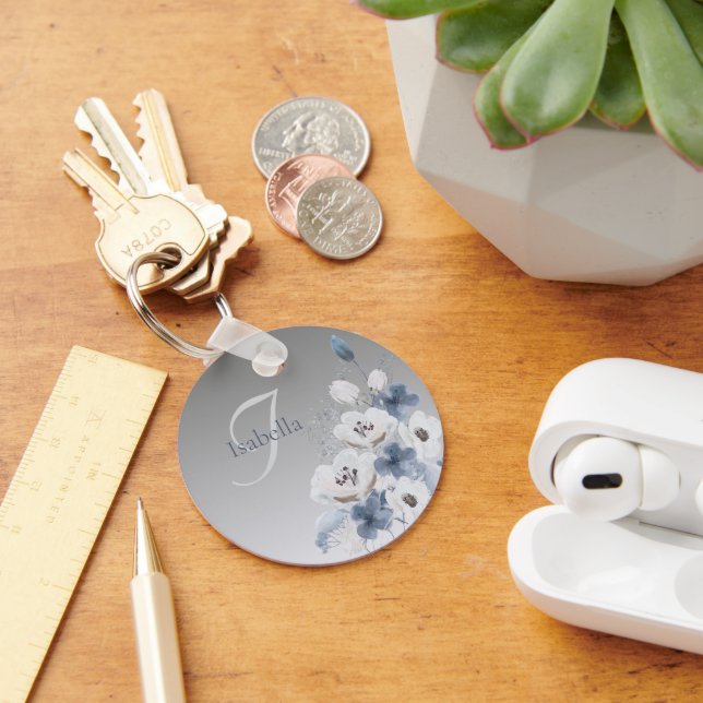 Chaveiro Monograma Floral de Inverno com Aquarela Personali (Mesa)