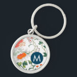 Chaveiro Monograma Floral Elegante<br><div class="desc">O Elegante design de monograma floral apresenta um padrão floral na moda com um primeiro monograma personalizado.</div>