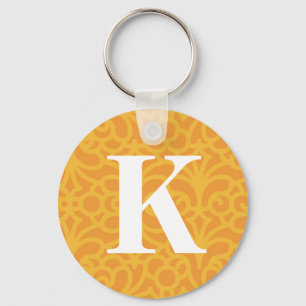 Chaveiro Monograma floral ornamentado - letra K