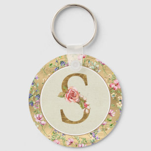 Chaveiro Monograma Floral Personalizado, De A a Z