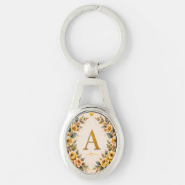 Chaveiro Monograma Floral Pulseira Personalizada