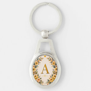 Chaveiro Monograma Floral Pulseira Personalizada