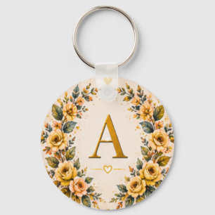 Chaveiro Monograma Floral Pulseira Personalizada
