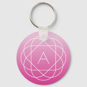 Chaveiro Monograma Geométrico Floral Ombre Rosa Desbotado