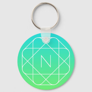 Chaveiro Monograma Geométrico Legal Azul e Verde Lima Omb