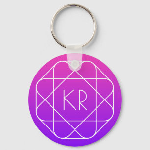 Chaveiro Monograma Geométrico Legal Violeta Roxo Magenta