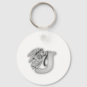 Chaveiro Monograma inicial do alfabeto J do anjo