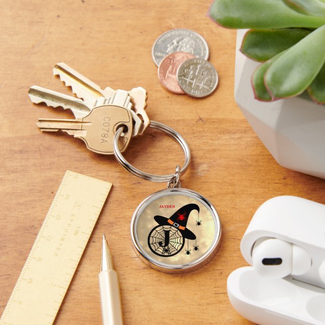 Chaveiro Monograma J Halloween Sky Witeen Nome (Mesa)