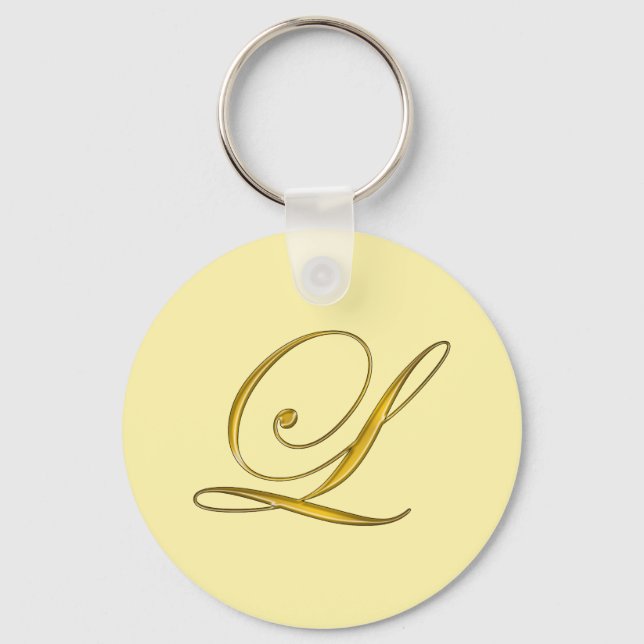Chaveiro Monograma L Dourado Personalizado (Frente)