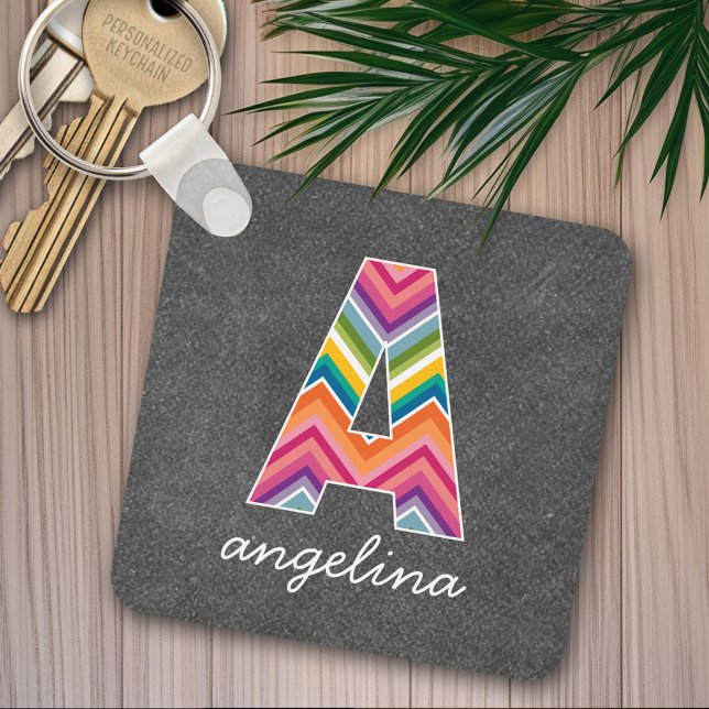 Chaveiro Monograma - Letra A com braçadeiras (Personalized keychain - add a monogram and name)