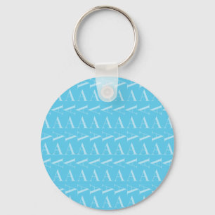 Chaveiro Monograma - Letra Inicial A, Azul Aqua