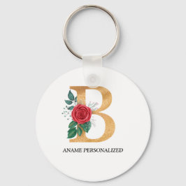 Chaveiro Monograma - Letras Douradas e vermelhas